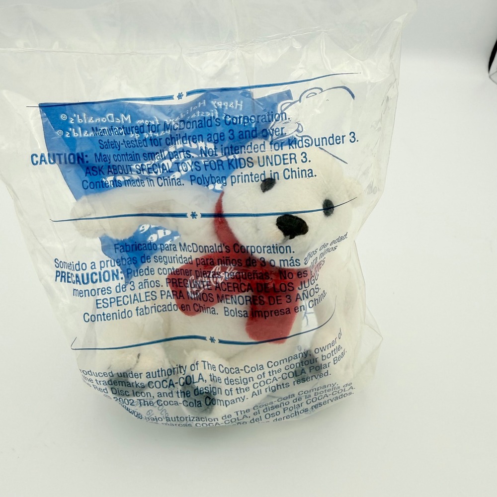 McDonalds Coca Cola Polar Bear Plush Toy Holiday Festive Red Scarf NIB 2000 Y2K - Picture 1 of 6